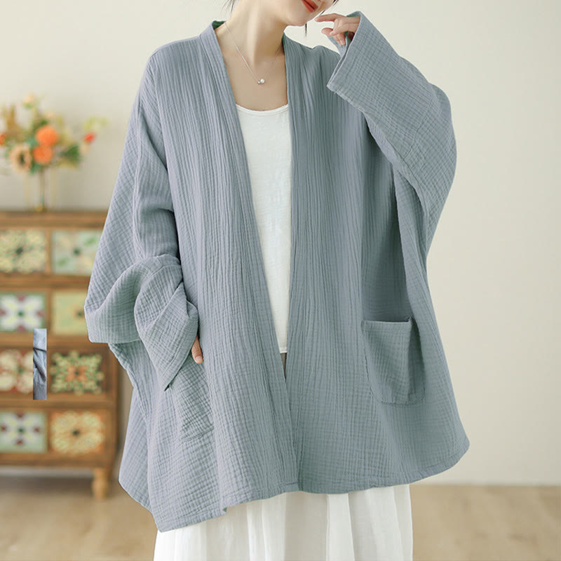 Buddha Stones Plain Long Sleeve Zen Meditation Jacket With Pockets - image 19