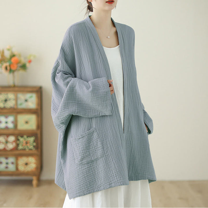 Buddha Stones Plain Long Sleeve Zen Meditation Jacket With Pockets - image 20