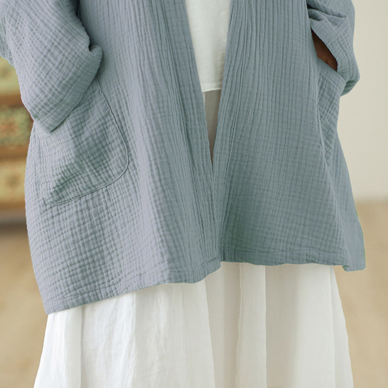 Buddha Stones Plain Long Sleeve Zen Meditation Jacket With Pockets - image 24