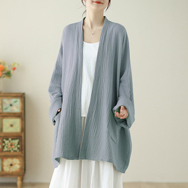 Buddha Stones Plain Long Sleeve Zen Meditation Jacket With Pockets - LightSteelBlue - US12，UK/AU16，EU44 (XL) - image 14