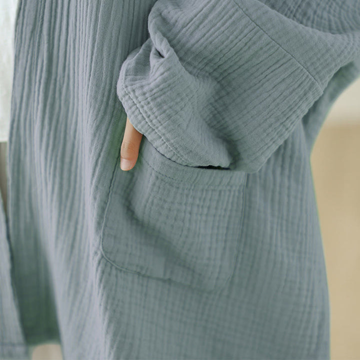 Buddha Stones Plain Long Sleeve Zen Meditation Jacket With Pockets - image 23