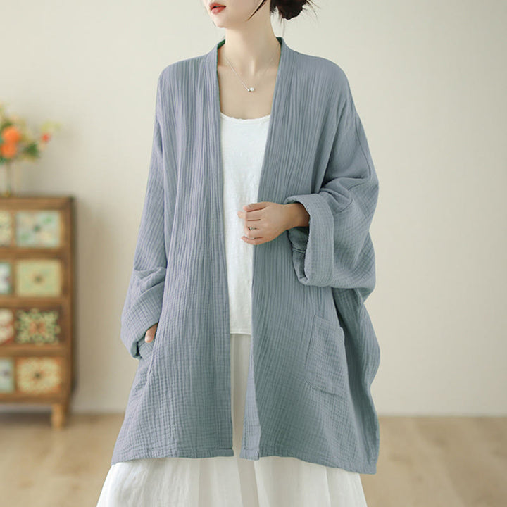 Buddha Stones Plain Long Sleeve Zen Meditation Jacket With Pockets - image 18