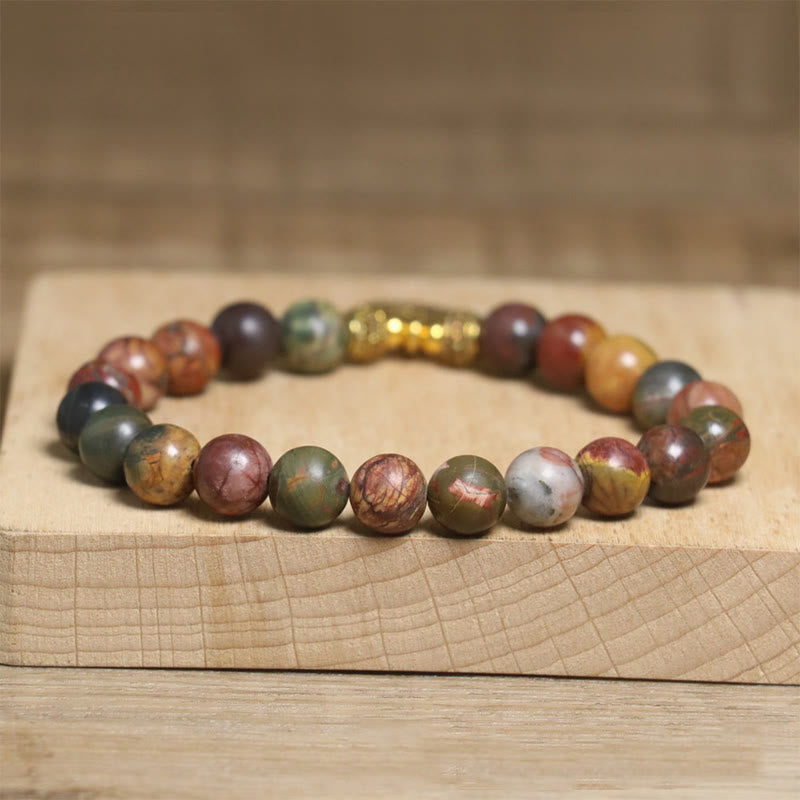 Buddha Stones Natural Colorful Emperor Stone Lotus Pattern Anti-stress Bracelet - image 4