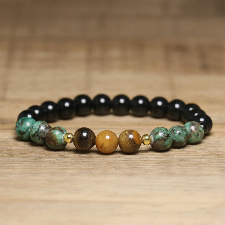 Buddha Stones Turquoise Tiger Eye Beads Glass Balance Serenity Bracelet - image 8