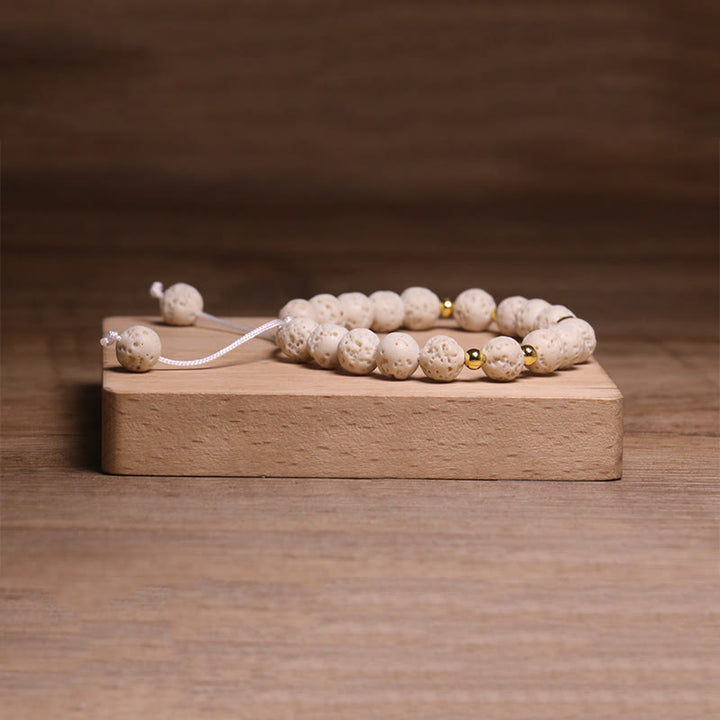 Buddha Stones Whitelava Rock Om Symbol Healing Calm Bracelet - image 4