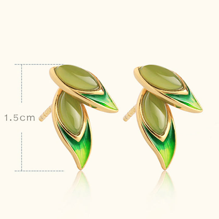 Buddha Stones 925 Sterling Silver Jade Leaf Prosperity Earrings  - image 8