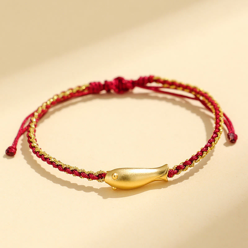 Buddha Stones 999 Sterling Silver Lucky Koi Fish Protection Rope Bracelet - Dark Red Rope(Wrist Circumference: 15-19cm) - image 12