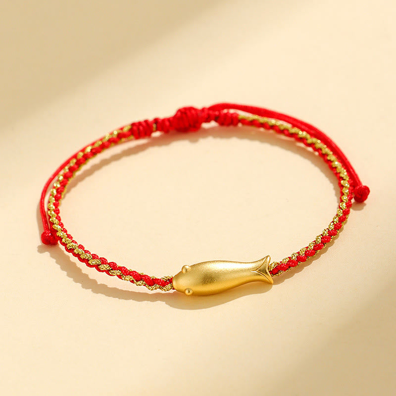 Buddha Stones 999 Sterling Silver Lucky Koi Fish Protection Rope Bracelet - Red Rope(Wrist Circumference: 15-19cm) - image 2