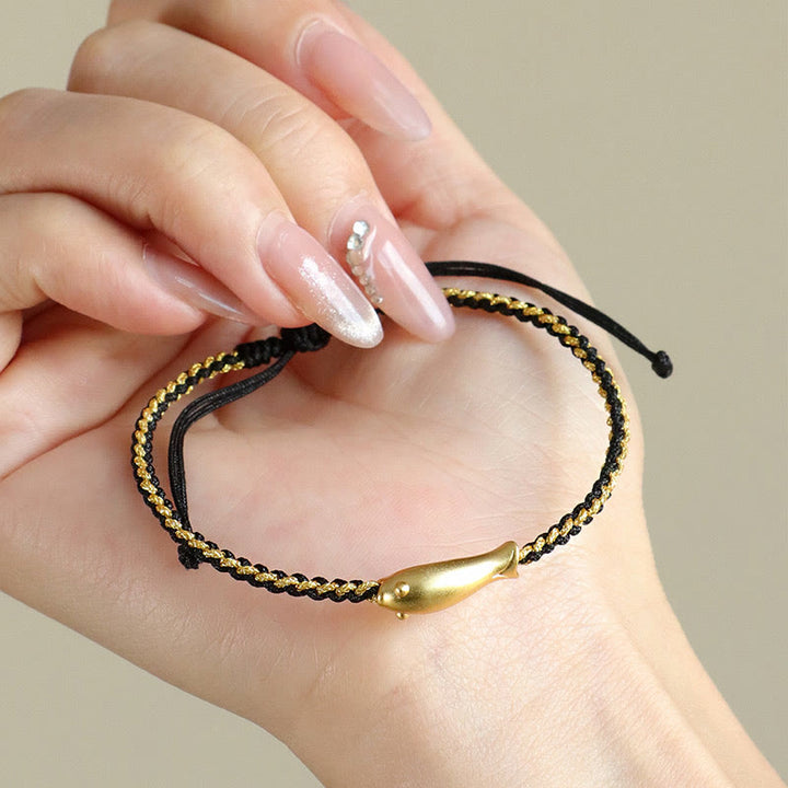 Buddha Stones 999 Sterling Silver Lucky Koi Fish Protection Rope Bracelet - image 11