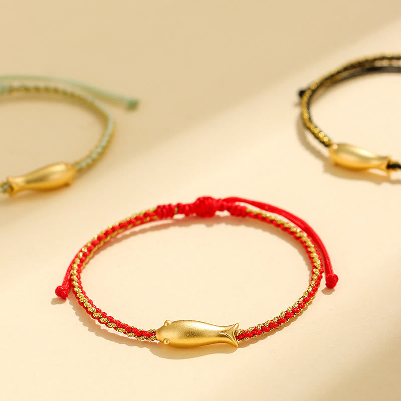 Buddha Stones 999 Sterling Silver Lucky Koi Fish Protection Rope Bracelet - image 0