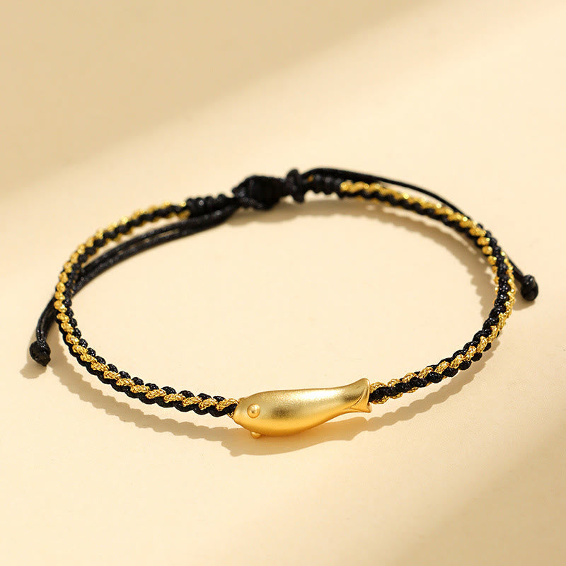 Buddha Stones 999 Sterling Silver Lucky Koi Fish Protection Rope Bracelet - Black Rope(Wrist Circumference: 15-19cm) - image 10