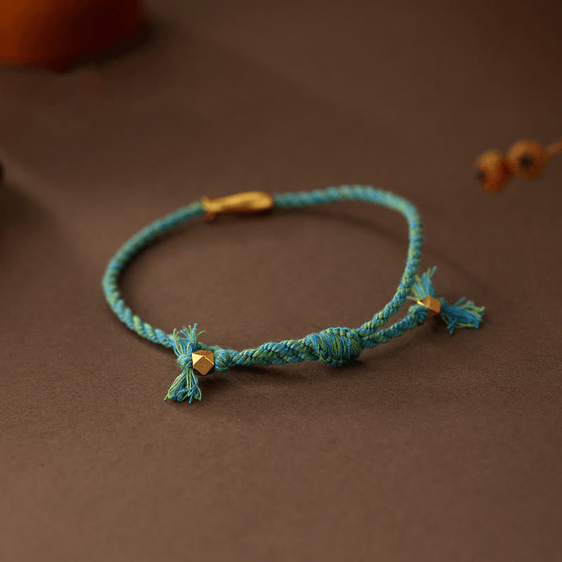 Buddha Stones Copper Lucky Koi Fish Luck Rope Bracelet - image 2