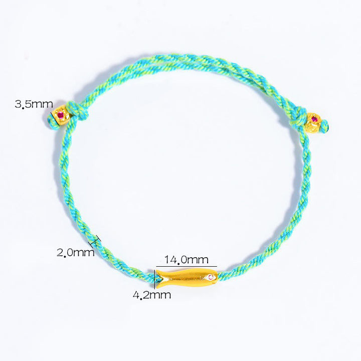 Buddha Stones Copper Lucky Koi Fish Luck Rope Bracelet - image 5