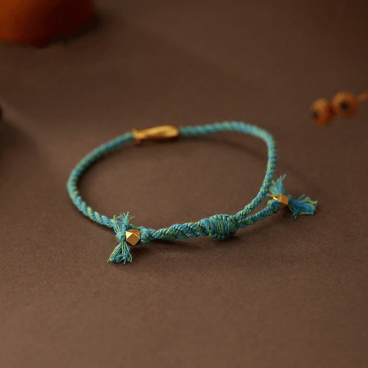 Buddha Stones Copper Lucky Koi Fish Luck Rope Bracelet - image 3