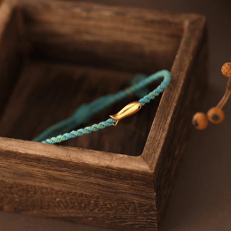 Buddha Stones Copper Lucky Koi Fish Luck Rope Bracelet - image 4