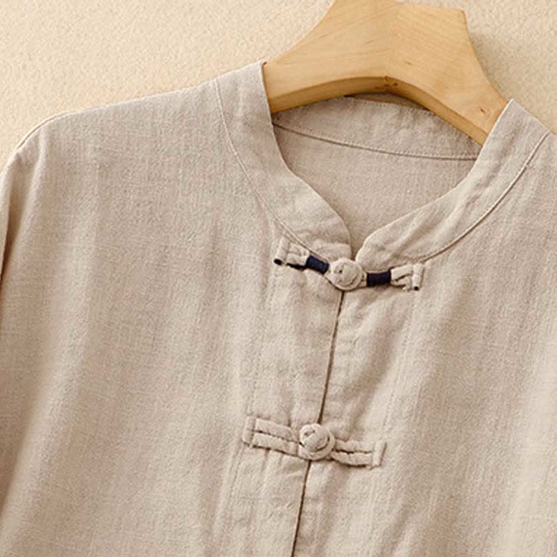 Buddha Stones Literary Artistic Chinese Knot Button Casual Cotton Clothing - image 2