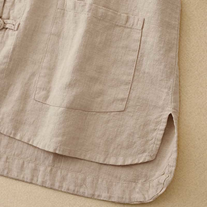 Buddha Stones Literary Artistic Chinese Knot Button Casual Cotton Clothing - image 5