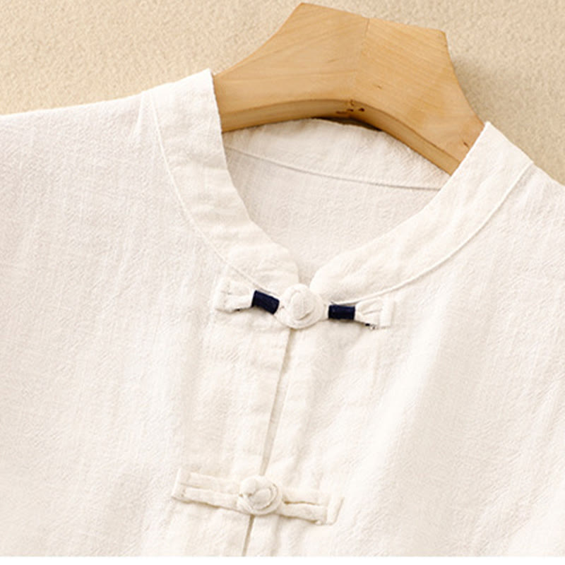 Buddha Stones Literary Artistic Chinese Knot Button Casual Cotton Clothing - image 20