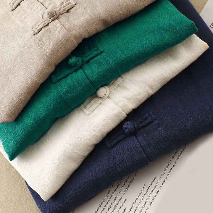 Buddha Stones Literary Artistic Chinese Knot Button Casual Cotton Clothing - image 25