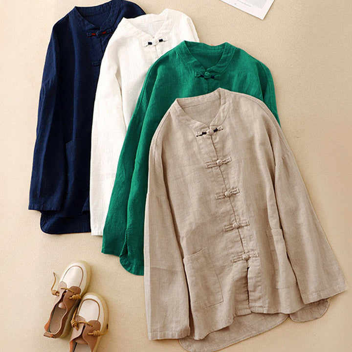 Buddha Stones Literary Artistic Chinese Knot Button Casual Cotton Clothing - image 24