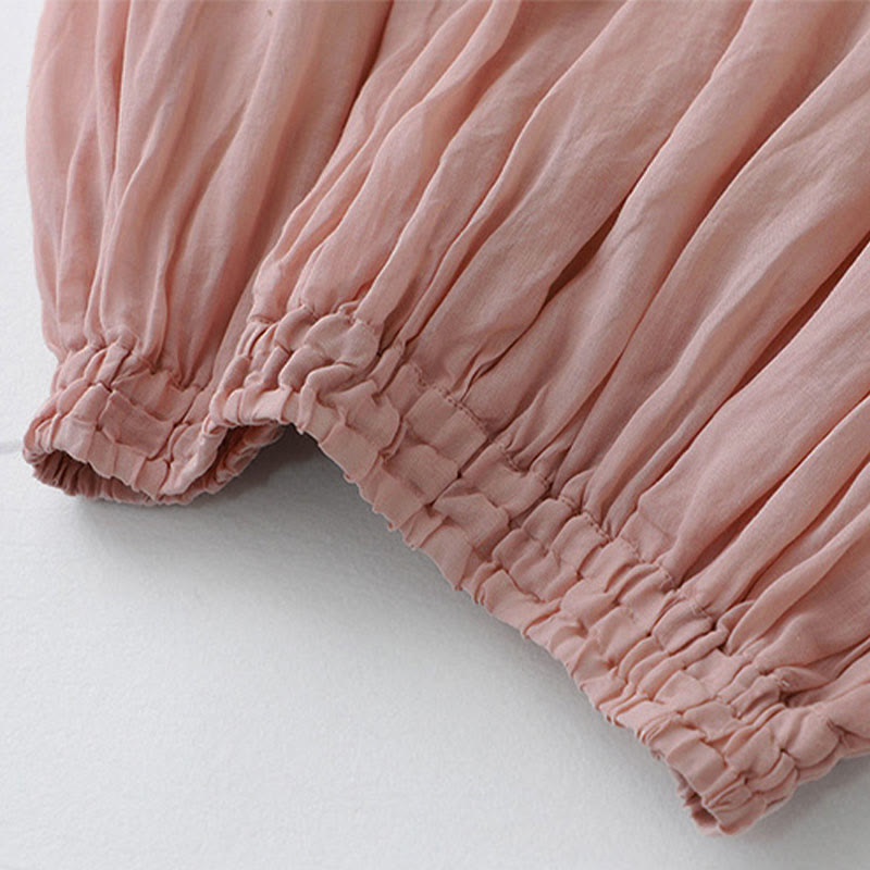 Buddha Stones Solid Lace Elastic Waist Cotton Women's Skirt - image 9