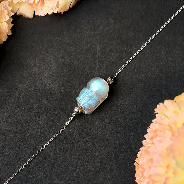 Buddha Stones 925 Sterling Silver Pixiu Moonstone Healing Bracelet - image 4
