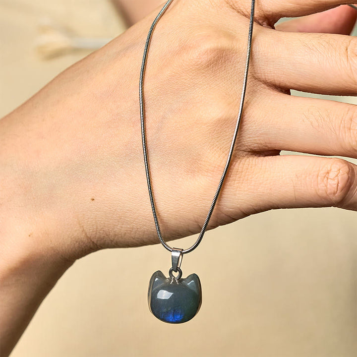 Buddha Stones "Hoping for Insight and Joy" Cat Labradorite Necklace Includes Gift Message Card - image 8