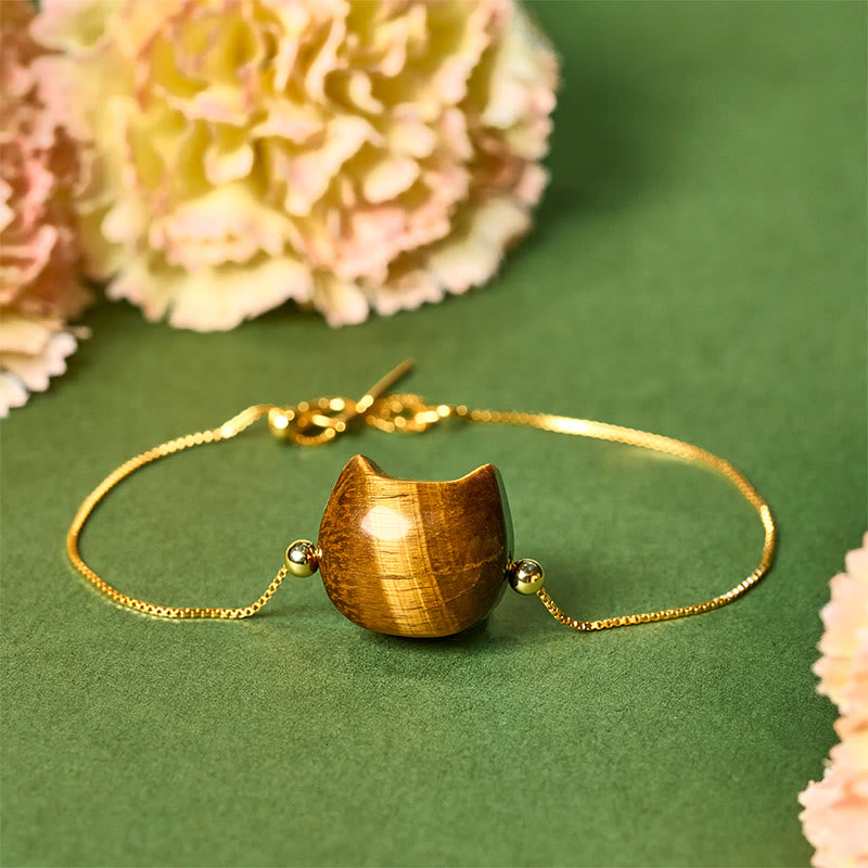 Buddha Stones 925 Sterling Silver Cat Tiger Eye Protection Bracelet - 18-22cm - image 0