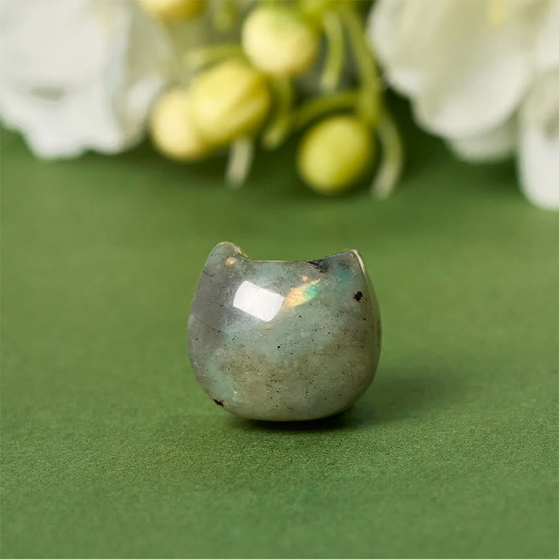 Buddha Stones 925 Sterling Silver Faceless Cat Head Natural Labradorite Healing Bracelet - image 9