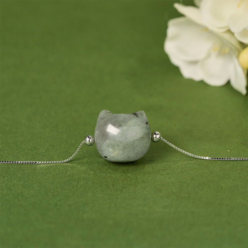 Buddha Stones 925 Sterling Silver Faceless Cat Head Natural Labradorite Healing Bracelet - image 2