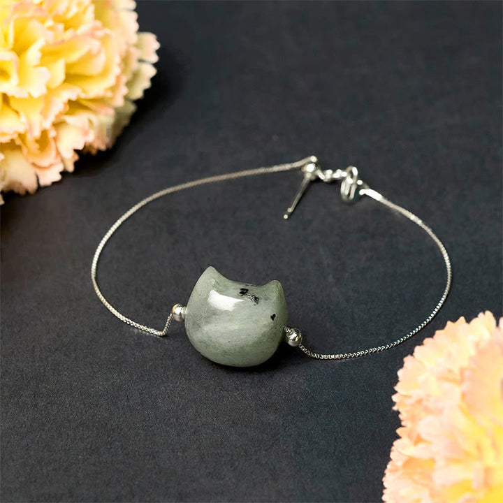 Buddha Stones 925 Sterling Silver Faceless Cat Head Natural Labradorite Healing Bracelet - image 3