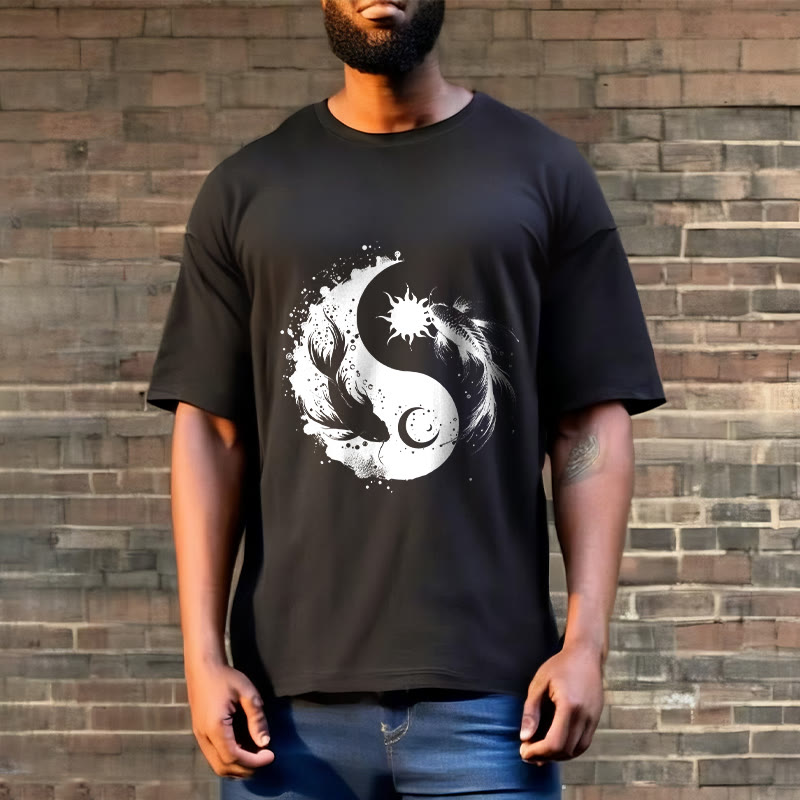 Buddha Stonessun And Moon Yin Yang Koi Pattern Tee T-shirt - image 6