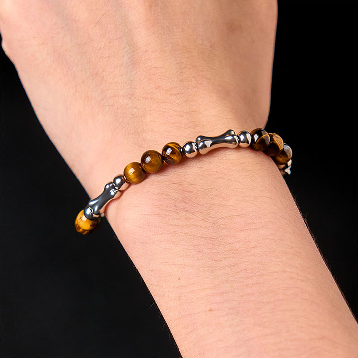 FREE Today: Power and Courage Cute Bone Pattern Tiger Eye Beads Bracelet - image 5