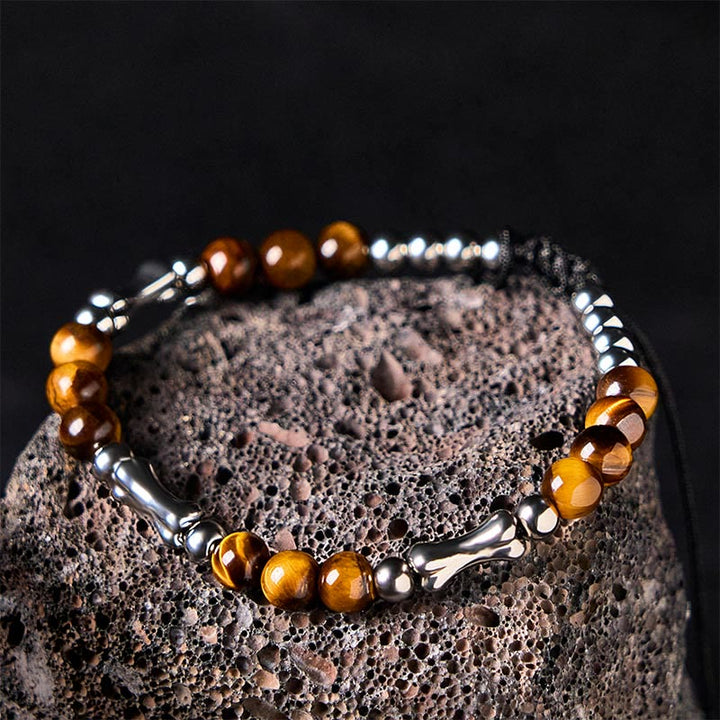 FREE Today: Power and Courage Cute Bone Pattern Tiger Eye Beads Bracelet - image 2