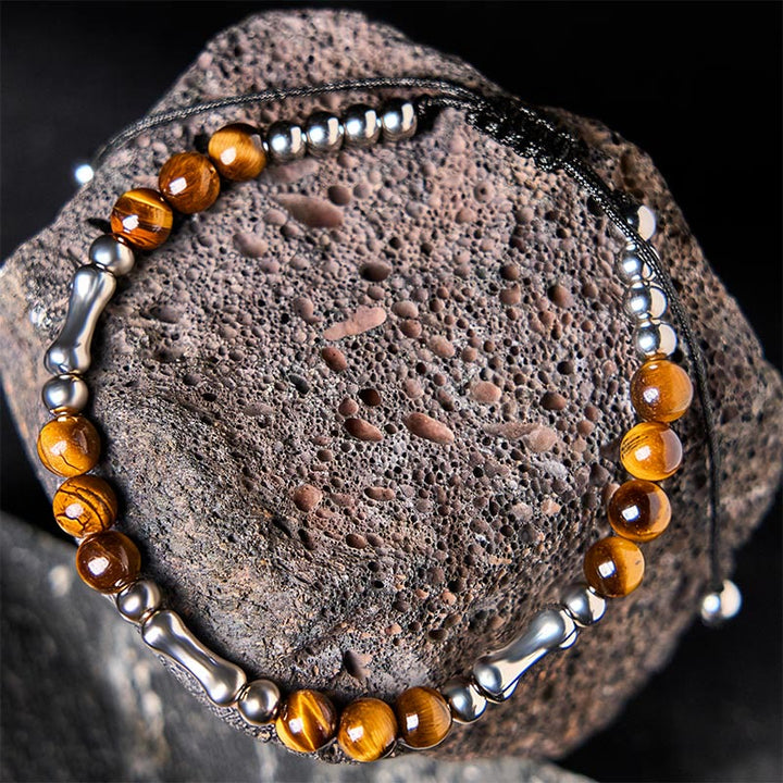 FREE Today: Power and Courage Cute Bone Pattern Tiger Eye Beads Bracelet - image 3