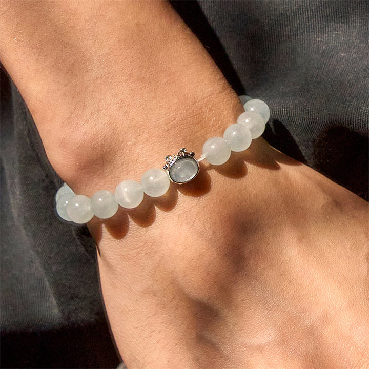 Buddha Stones Natural Aquamarine Lucky Cat Peace Bracelet - image 4