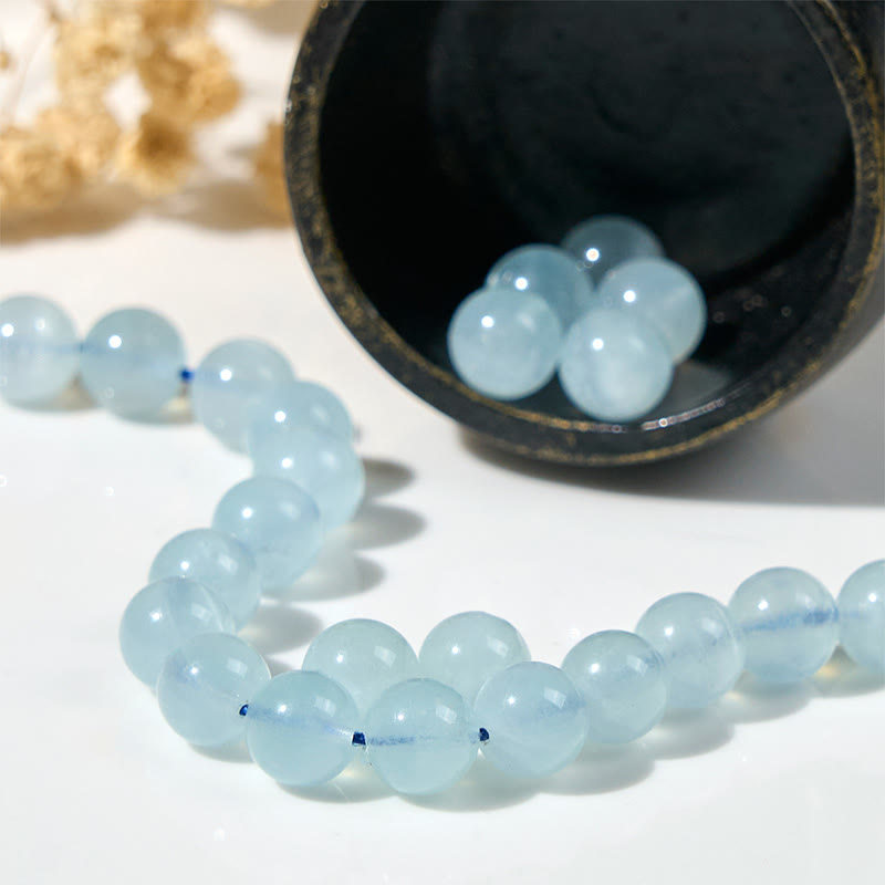 Buddha Stones Natural Aquamarine Lucky Cat Peace Bracelet - image 6