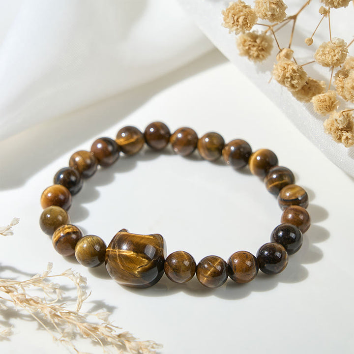 Buddha Stones Cute Cat Tiger Eye Power Beads Bracelet - image 3