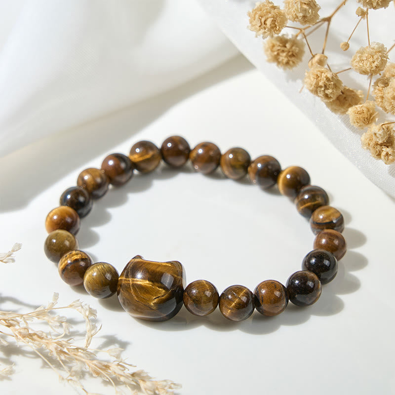 Buddha Stones Cute Cat Tiger Eye Power Beads Bracelet - image 4