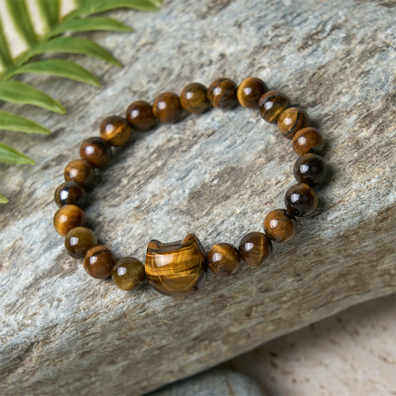Buddha Stones Cute Cat Tiger Eye Power Beads Bracelet - image 5