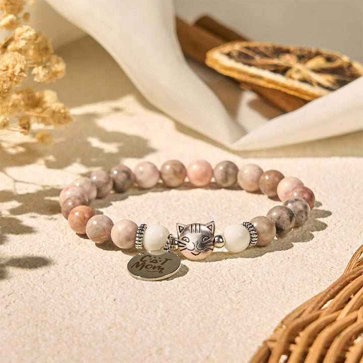 Buddha Stones Cat Head Design Zebra Jasper Protection Bracelet - image 3