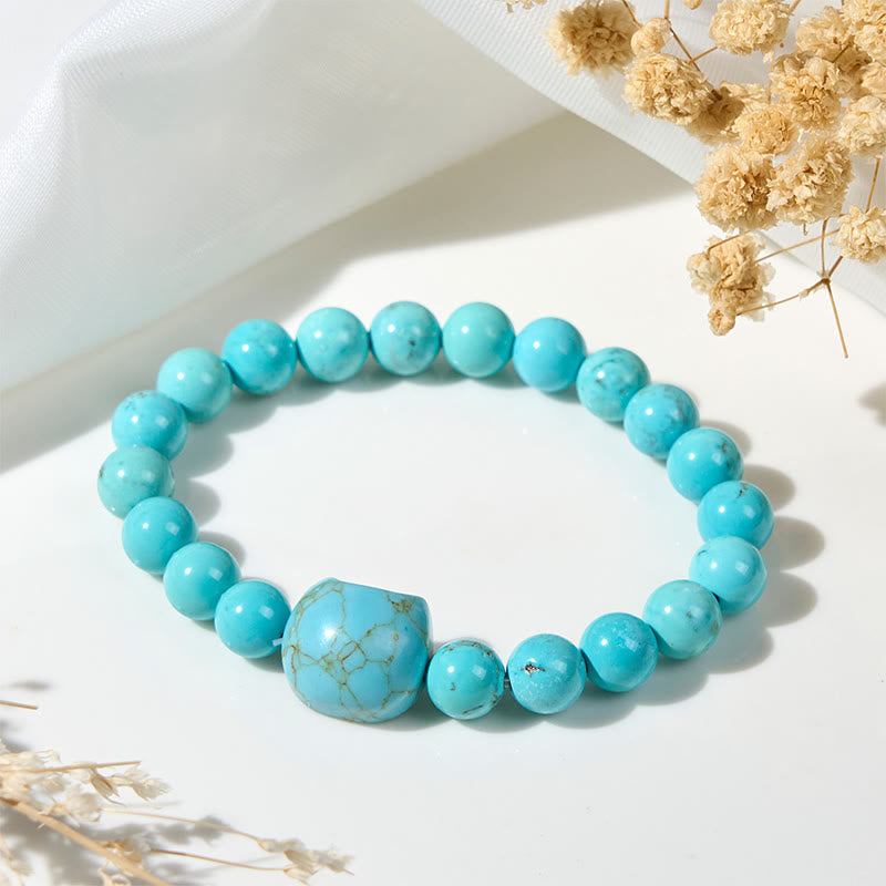 Buddha Stones Natural Cat Turquoise Strength Beads Bracelet - image 2