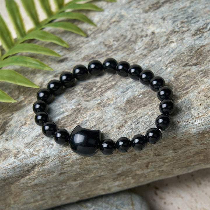 Buddha Stones Black Cat Natural Black Onyx Protection Bracelet - image 10