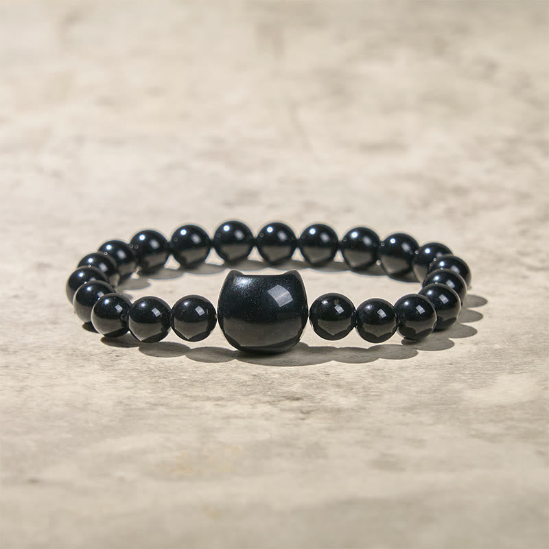 Buddha Stones Black Cat Natural Black Onyx Protection Bracelet - image 9