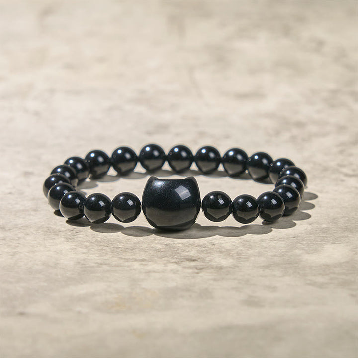 Buddha Stones Black Cat Natural Black Onyx Protection Bracelet - image 9