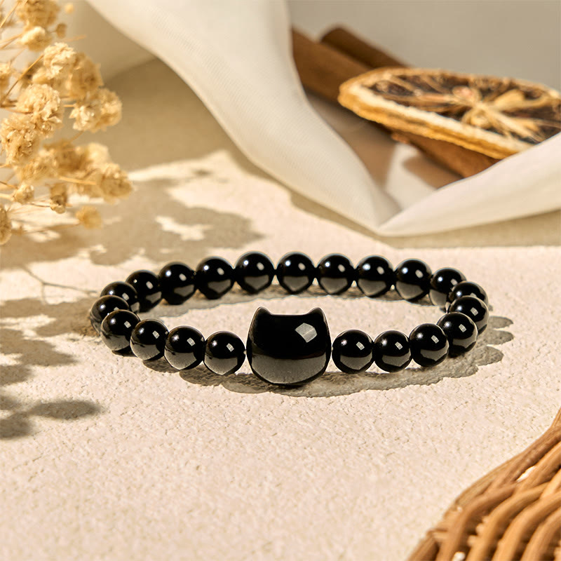 Buddha Stones "Wishing You Strength and Protection" Cat Onyx Bracelet Includes Gift Message Card - image 3