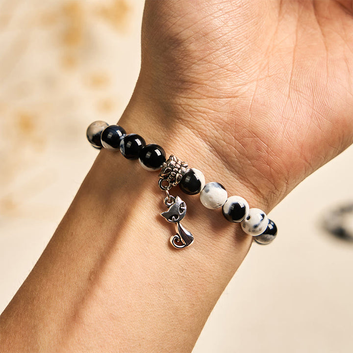 FREE Today: Spiritual Growth Confidence Handmade Save A Cat Black and White Cat Fire Agate Bracelet - image 4