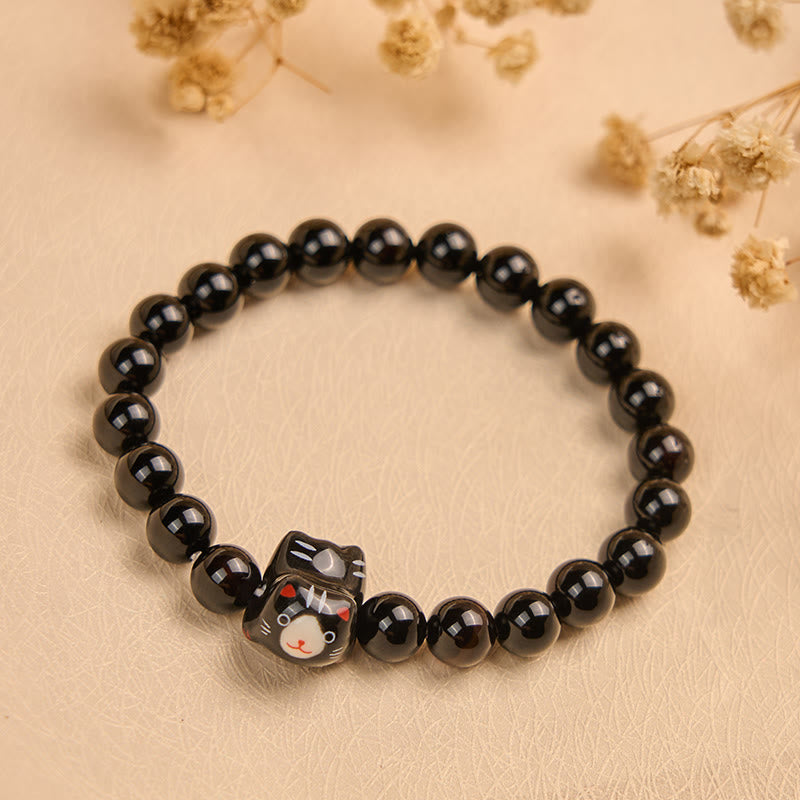 FREE Today: Fortune and Support Natural Handmade Save A Cat Black Onyx Ceramic Kitten Bracelet - image 3