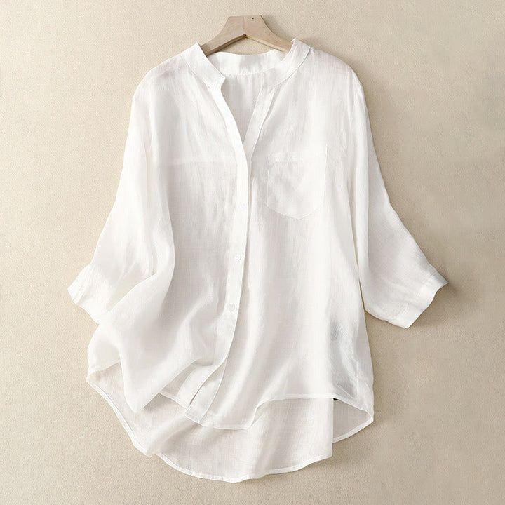 Buddha Stones Casual Plain Women's V-Neck Design Three Quarter Sleeve Cotton Viscose Shirt - White - US8-10，UK/AU12-14，EU40-42 (2XL) - image 16