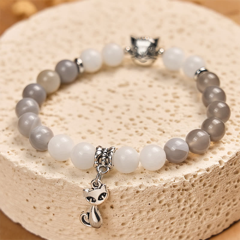 Buddha Stones Ragdoll Cat Gray Striped Agate Chalcedony Support Bracelet - image 2